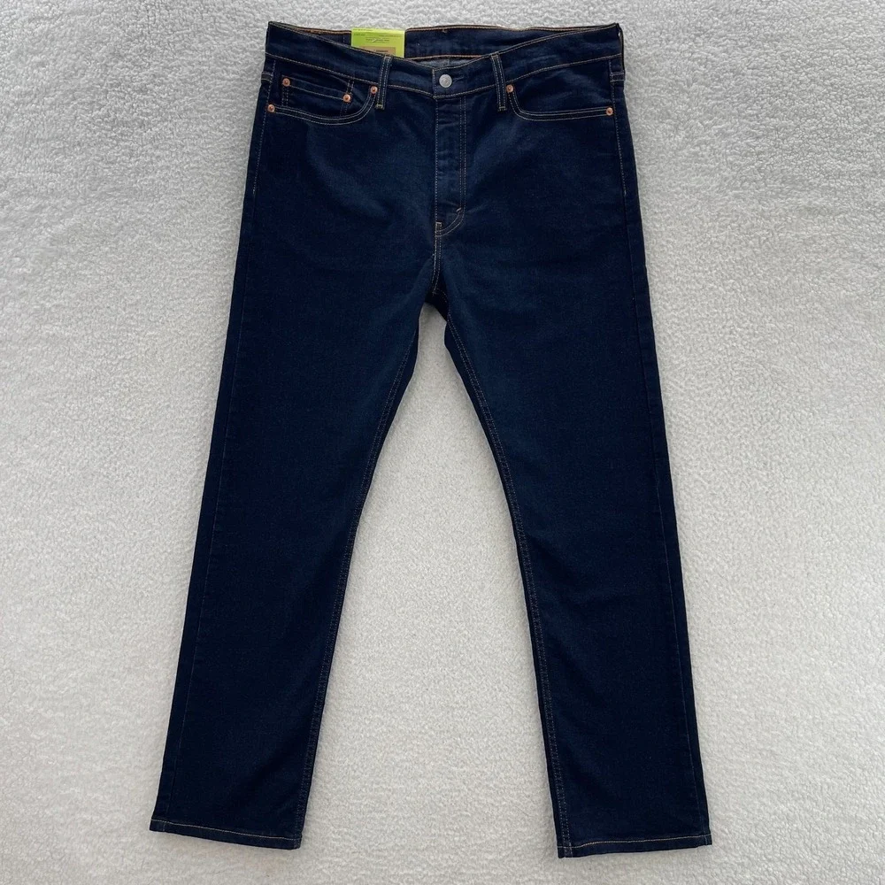 Levis 513 Jeans Mens 36x32 Blue Slim Straight Dark Wash Indigo Preppy Grunge